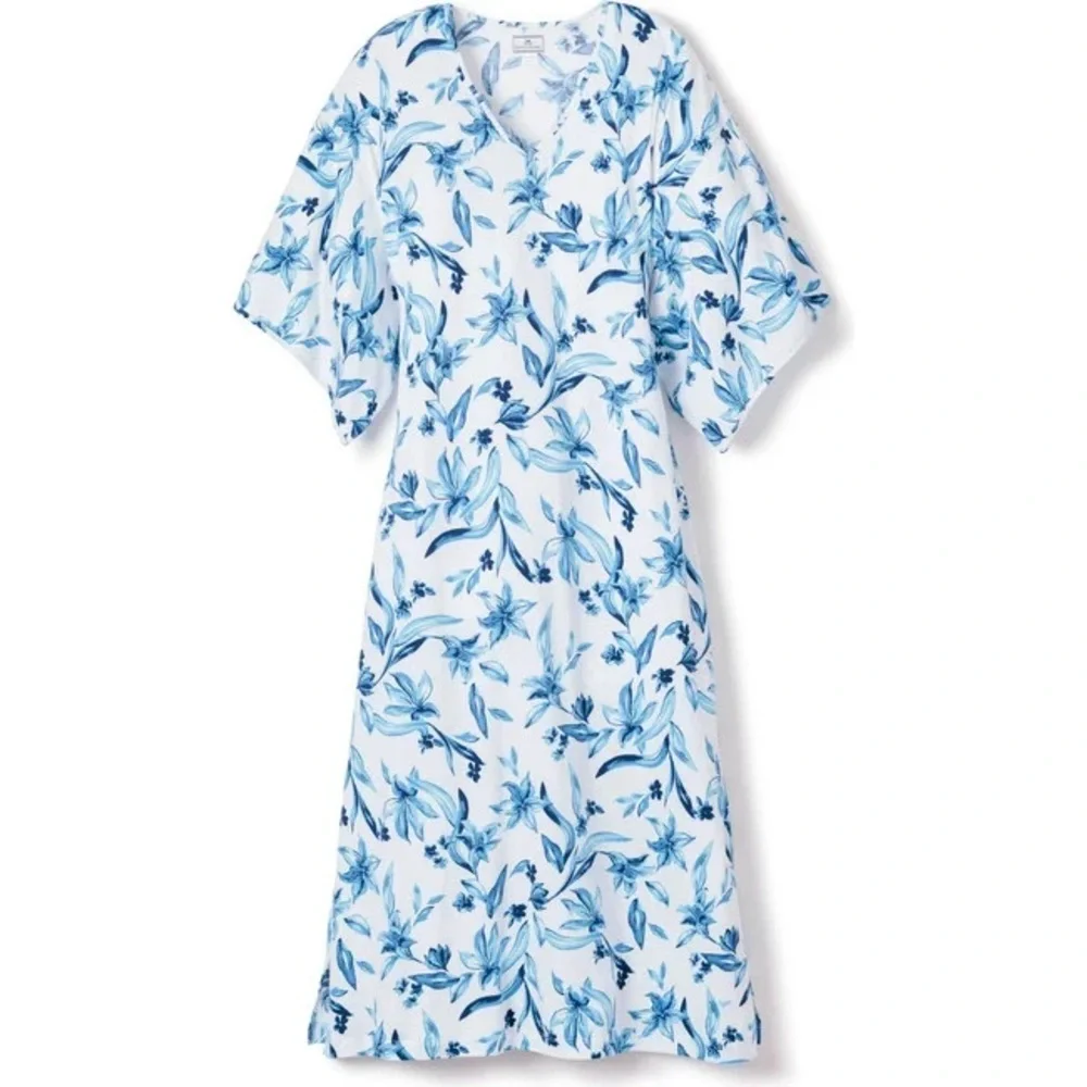 Petite Plume Pima Cotton Sounds of Santorini Caftan Size Small NWT